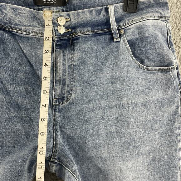 Hudson Womens Jeans Flap Pocket Button Sz 16 x 27 Straight Leg Icy Blue Mid Rise - Picture 8 of 15